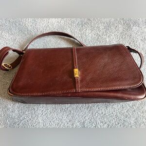 Vintage Etienne Aigner Burgundy Leather Shoulder Bag with Gold Accent